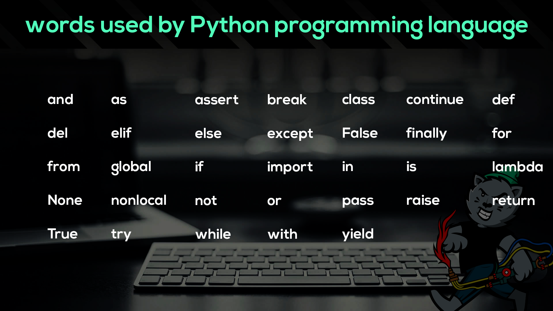 words used by Python programming language.